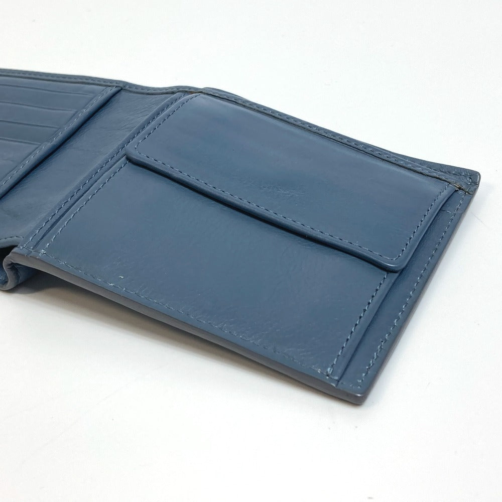 BOTTEGAVENETA Folded wallet leather Blue type INTRECCIATO Women Used Authentic