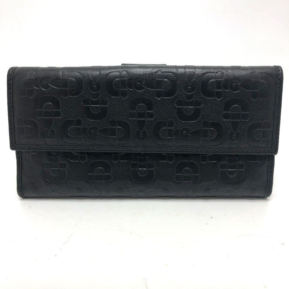 GUCCI Long Wallet Purse 143389 leather black Embossed all over pattern Women Used Authentic