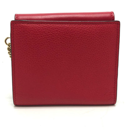 Chloe Folded wallet leather Red Chain compact wallet Women Used Authentic