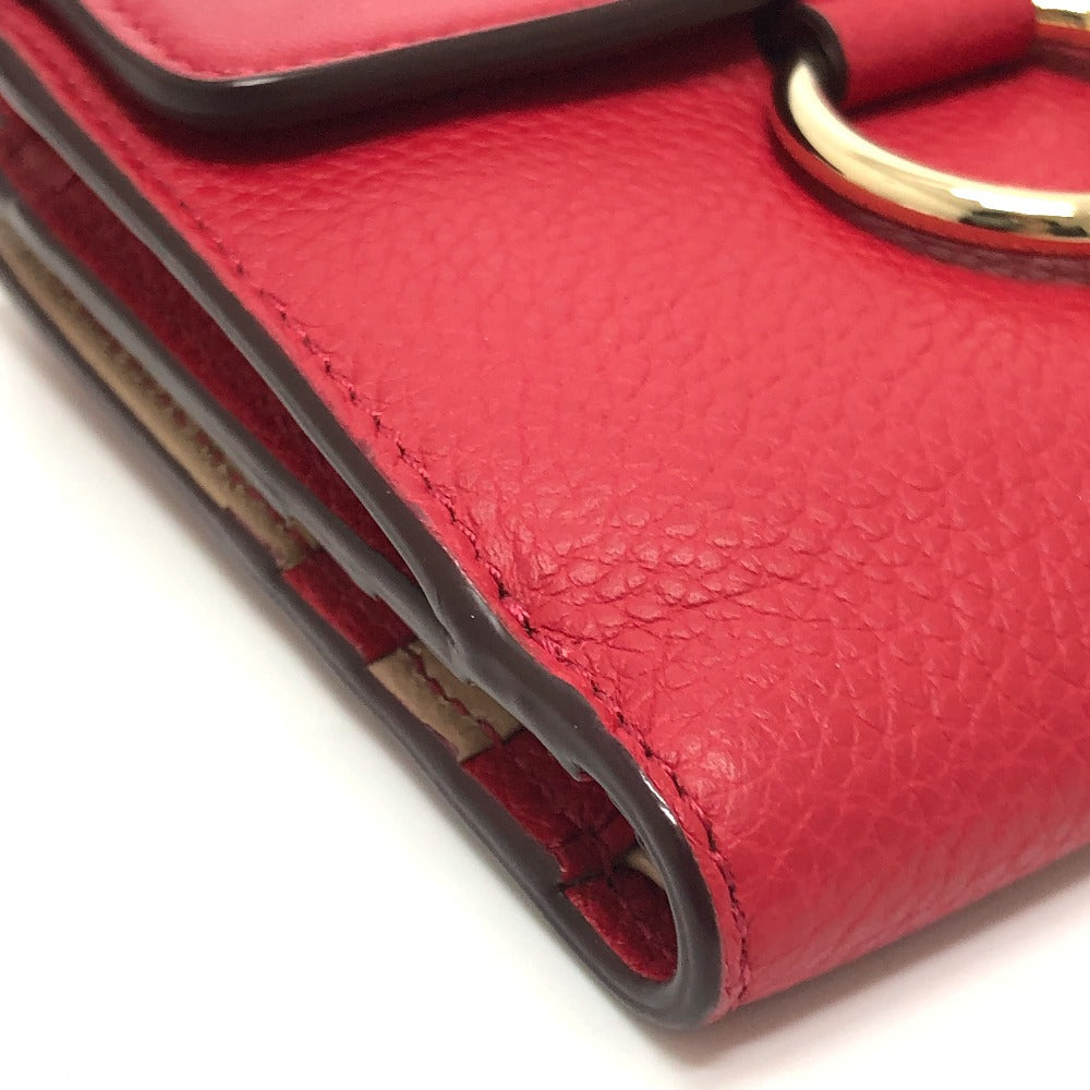 Chloe Folded wallet leather Red Chain compact wallet Women Used Authentic