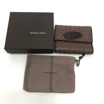 BOTTEGAVENETA Trifold wallet leather Brown INTRECCIATO Compact wallet Women Used Authentic