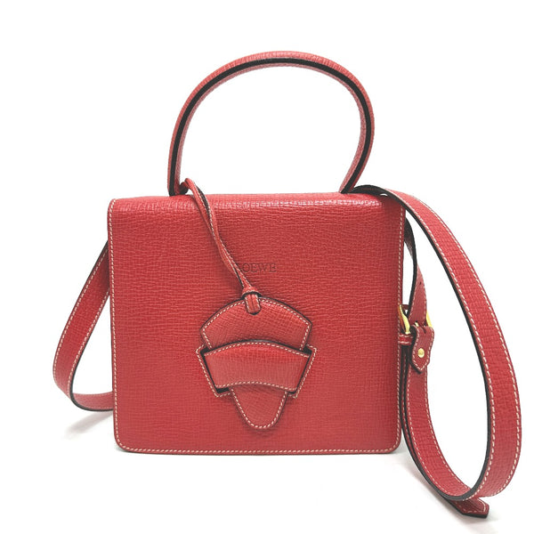 LOEWE Handbag 2WAY Shoulder Barcelona leather Red Women Used Authentic