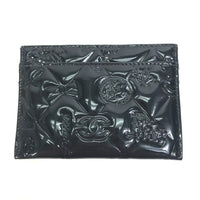 CHANEL Card Case pass holder business card holder pass case icon CC COCO Mark enamel black Women Used Authentic