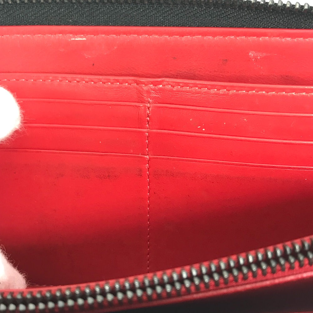 Christian Louboutin Long Wallet Purse leather Black x red Panettone Spike studs mens Used Authentic