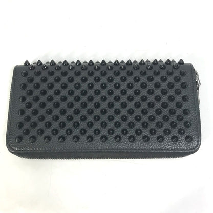 Christian Louboutin Long Wallet Purse leather Black x red Panettone Spike studs mens Used Authentic