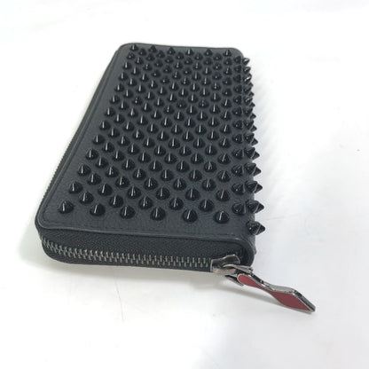 Christian Louboutin Long Wallet Purse leather Black x red Panettone Spike studs mens Used Authentic