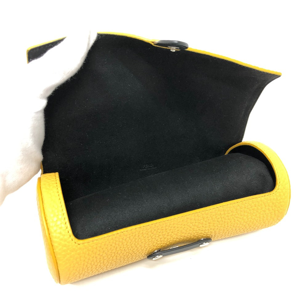 FENDI Accessory pouch 7AS073 leather yellow Watch case Watch case Women Used Authentic