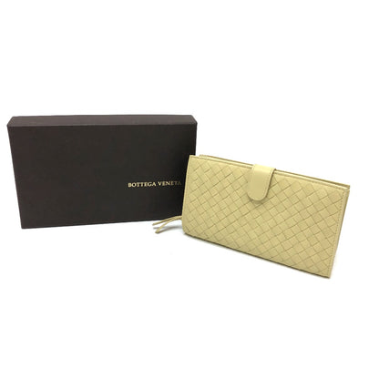 BOTTEGAVENETA Folded wallet 114074 leather Yellow type INTRECCIATO Wallet Women Used Authentic