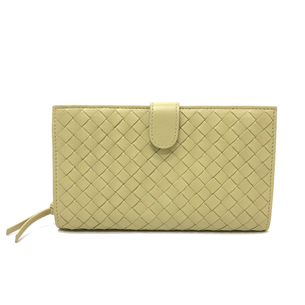 BOTTEGAVENETA Folded wallet 114074 leather Yellow type INTRECCIATO Wallet Women Used Authentic