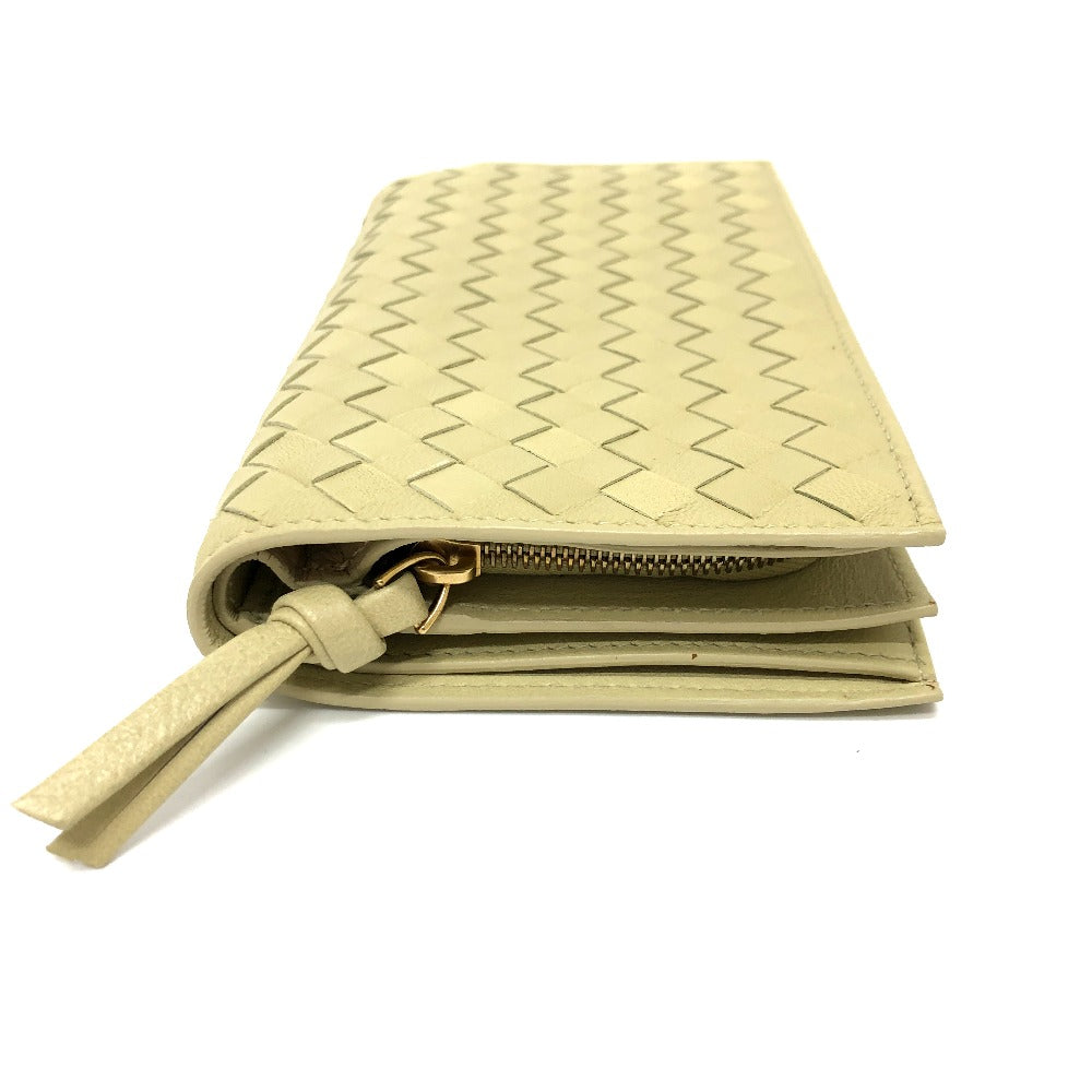 BOTTEGAVENETA Folded wallet 114074 leather Yellow type INTRECCIATO Wallet Women Used Authentic