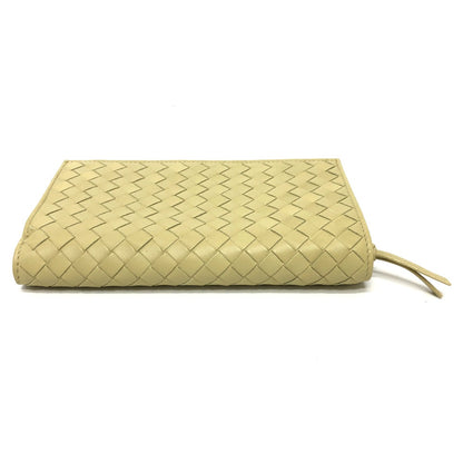 BOTTEGAVENETA Folded wallet 114074 leather Yellow type INTRECCIATO Wallet Women Used Authentic