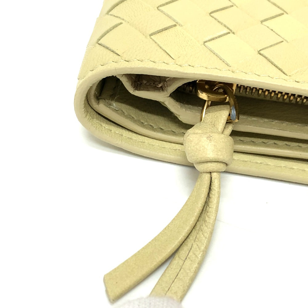 BOTTEGAVENETA Folded wallet 114074 leather Yellow type INTRECCIATO Wallet Women Used Authentic