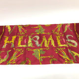 HERMES scarf silk Red Alphabet Women Used Authentic