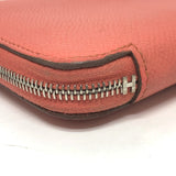 HERMES Long Wallet Purse Zip Around Azap silk in Epsom Pink type Women Used Authentic