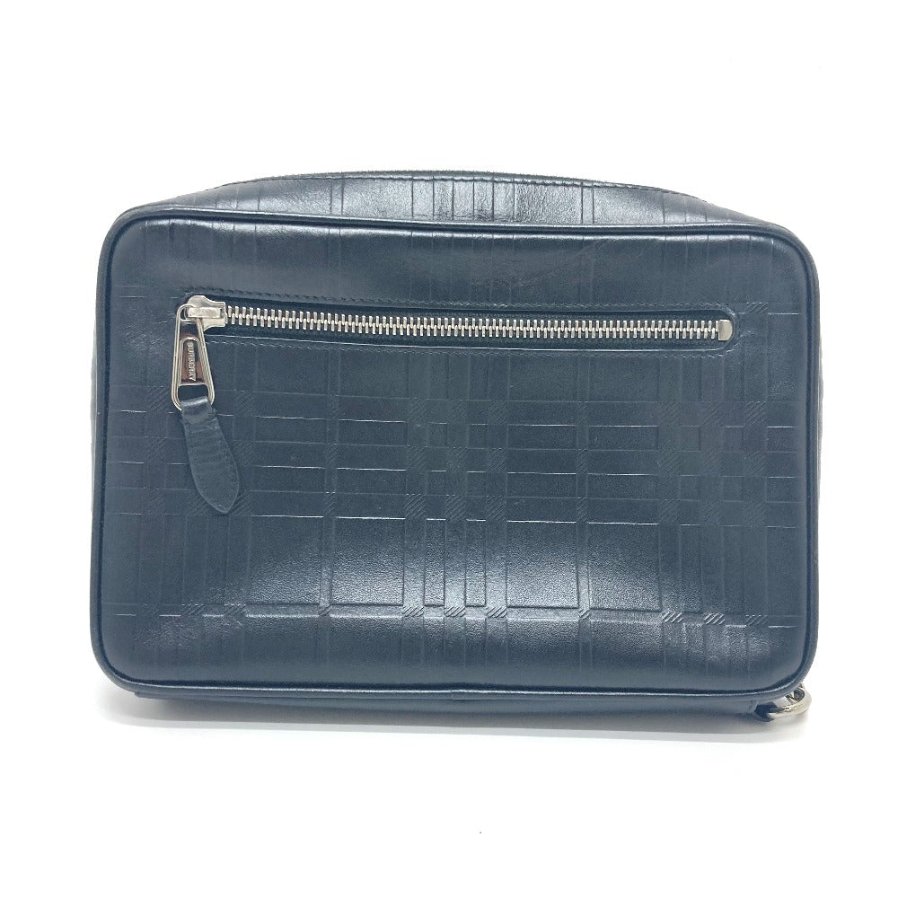 BURBERRY business bag leather black Check Pattern