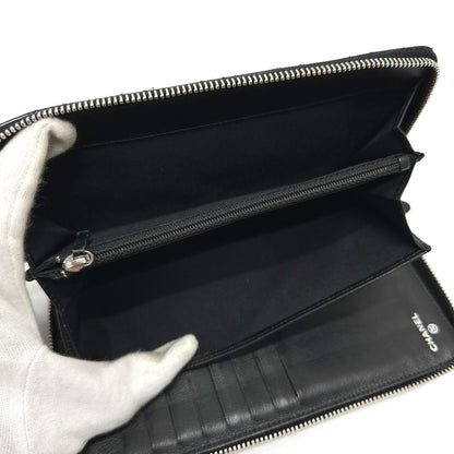 CHANEL Long Wallet Purse Patent calf leather black Matrasse