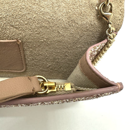 JIMMY CHOO Shoulder Bag Sequin Pink x Gold logo