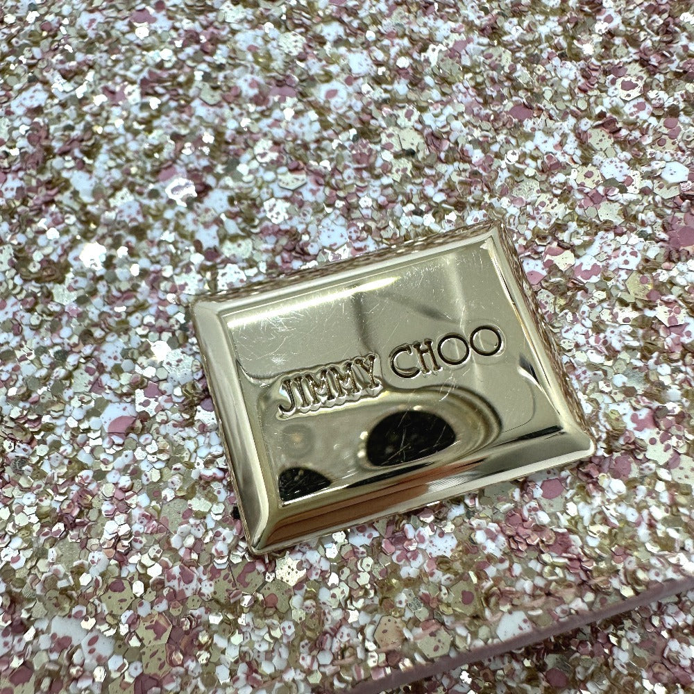 JIMMY CHOO Shoulder Bag Sequin Pink x Gold logo