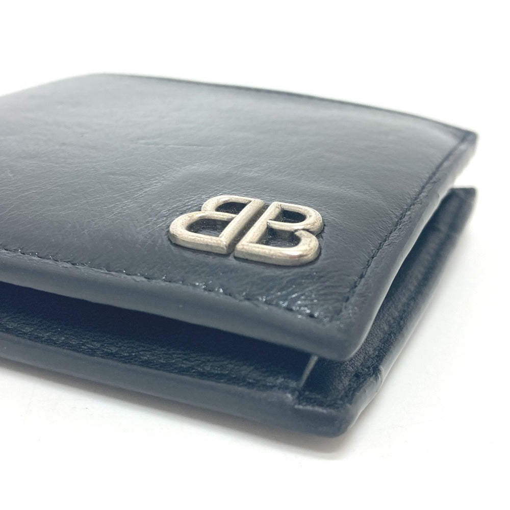 BALENCIAGA Folded wallet 779971 leather black BB logo