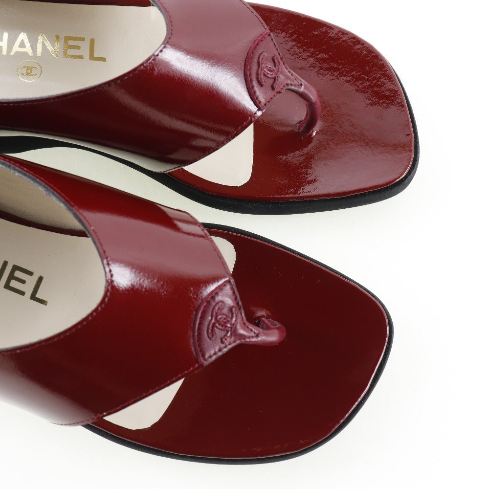 CHANEL Sandals A10780 Patent leather wine-red Tong Women 36 Used Authentic