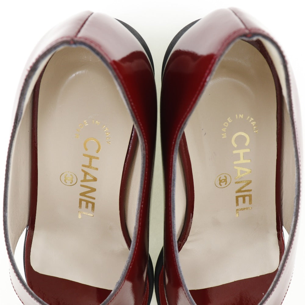 CHANEL Sandals A10780 Patent leather wine-red Tong Women 36 Used Authentic