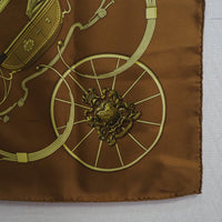 HERMES scarf SPRINGS LEDOUX Carre90 silk Brown Women Used Authentic