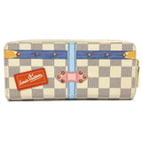 LOUIS VUITTON Long Wallet Purse N60109 Damier Azur Canvas white Damier Azure Summer trunk collection Women Used Authentic