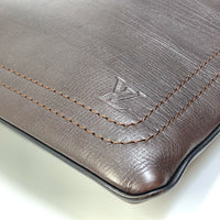 LOUIS VUITTON Shoulder Bag M93453 Utah leather Brown Utah Pochette Shawny MM mens Used Authentic