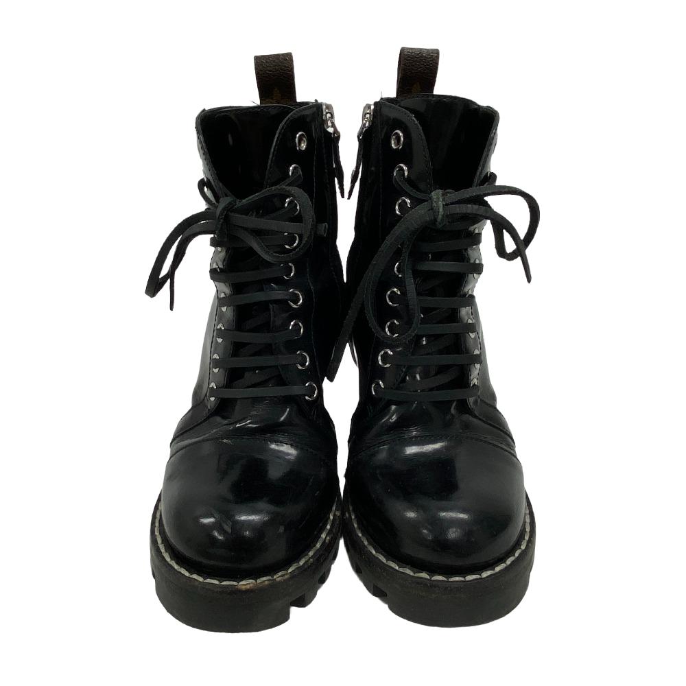 LOUIS VUITTON boots leather black Monogram Star Trail Line 17 years Women 36 1/2 Used Authentic