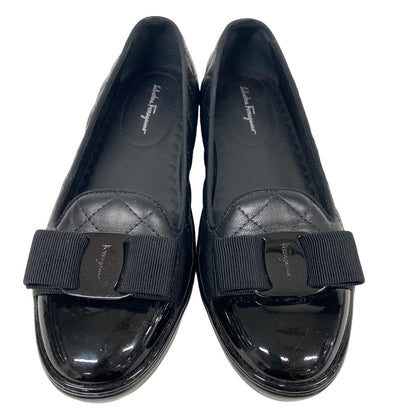 Salvatore Ferragamo pumps Patent leather black quilting Vala Women 5 Secondhand Authentic