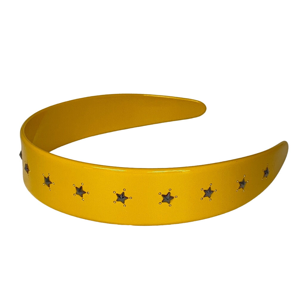 GUCCI hair accessory 702950 Plastic x rhinestone yellow logo Katyusha