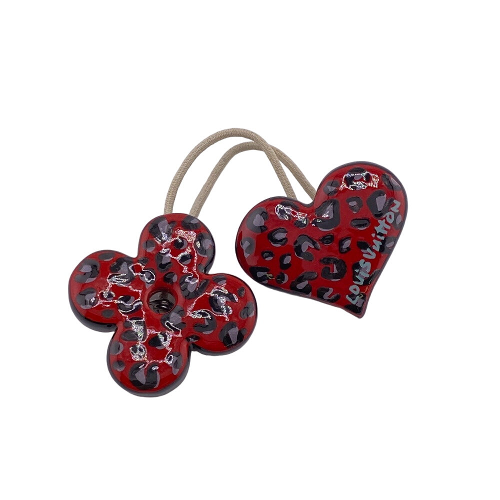 LOUIS VUITTON hair accessory Red Cloisonne Monogram Leopard