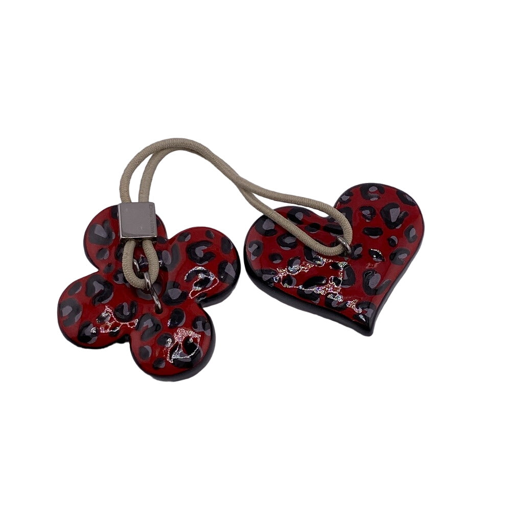 LOUIS VUITTON hair accessory Red Cloisonne Monogram Leopard