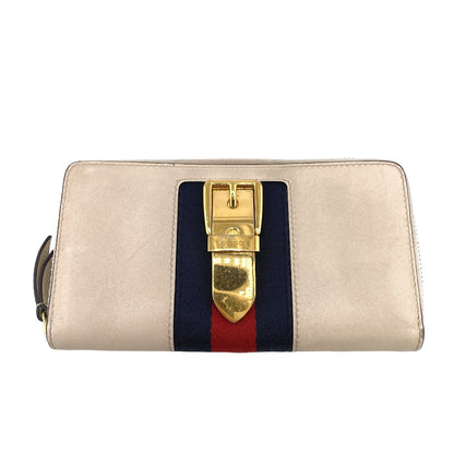 GUCCI Long Wallet Purse leather Ivory Sherry line Silvi