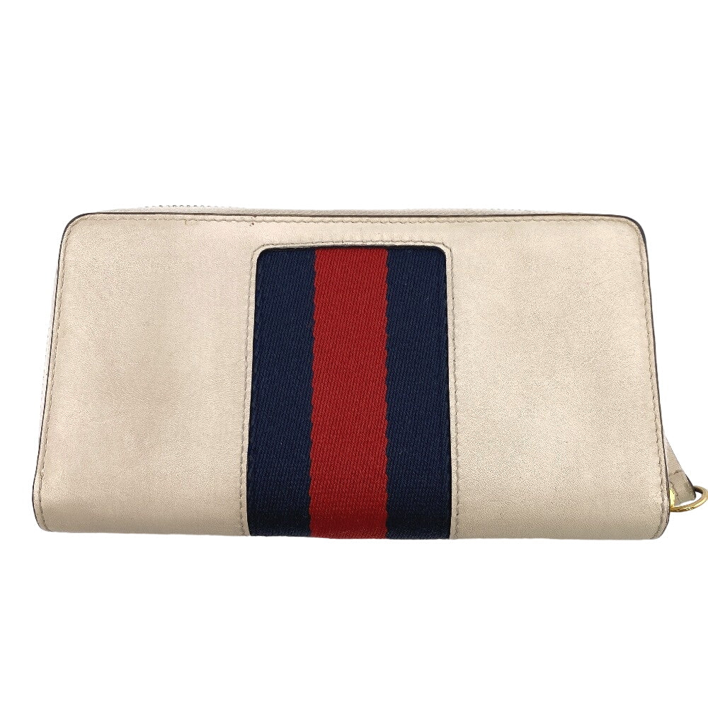 GUCCI Long Wallet Purse leather Ivory Sherry line Silvi