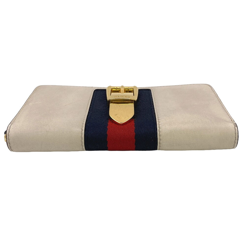 GUCCI Long Wallet Purse leather Ivory Sherry line Silvi