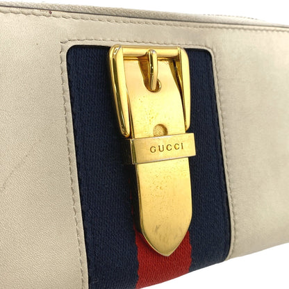 GUCCI Long Wallet Purse leather Ivory Sherry line Silvi