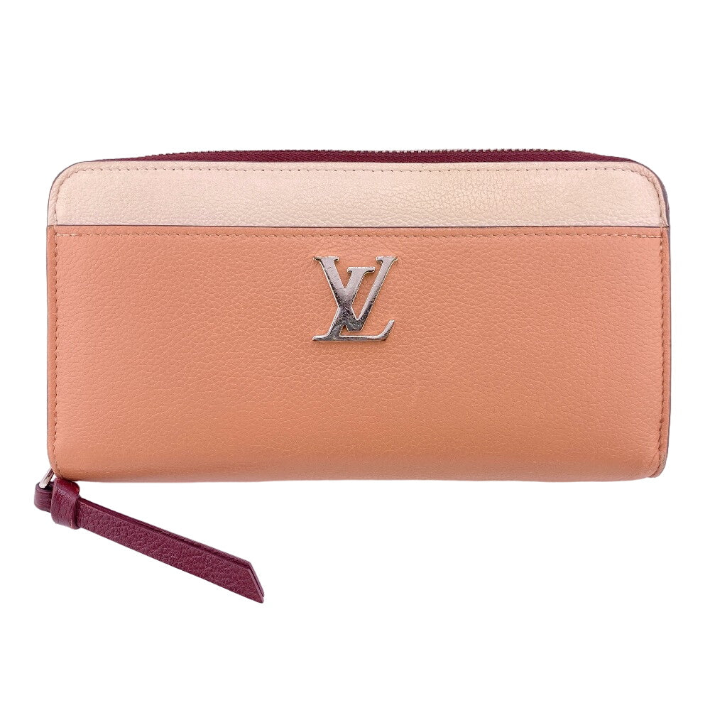 LOUIS VUITTON Long Wallet Purse M67540 leather pink Lockme Zippy Wallet