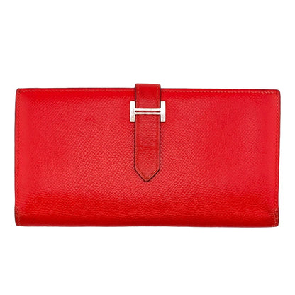 HERMES Long Wallet Purse Epsom Red Beansufla