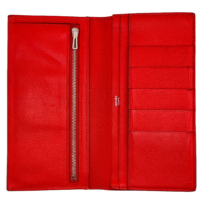 HERMES Long Wallet Purse Epsom Red Beansufla