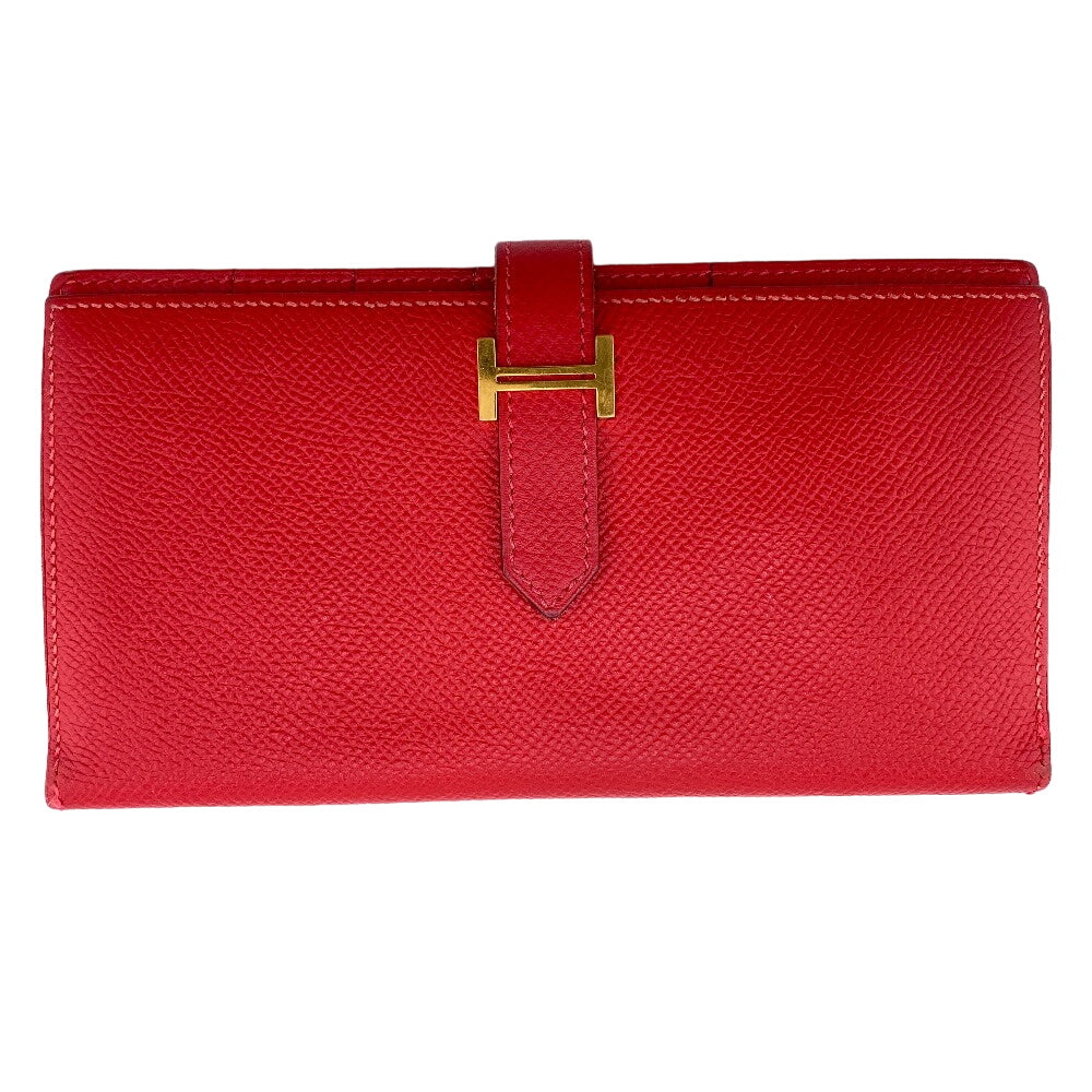 HERMES Long Wallet Purse Epsom Red Beansufla