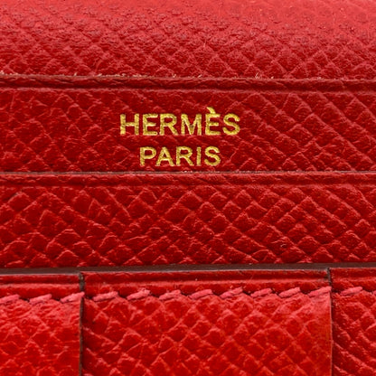 HERMES Long Wallet Purse Epsom Red Beansufla