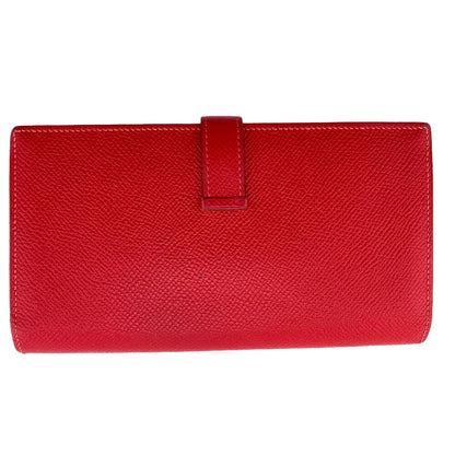 HERMES Long Wallet Purse Epsom Red Beansufla