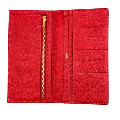 HERMES Long Wallet Purse Epsom Red Beansufla