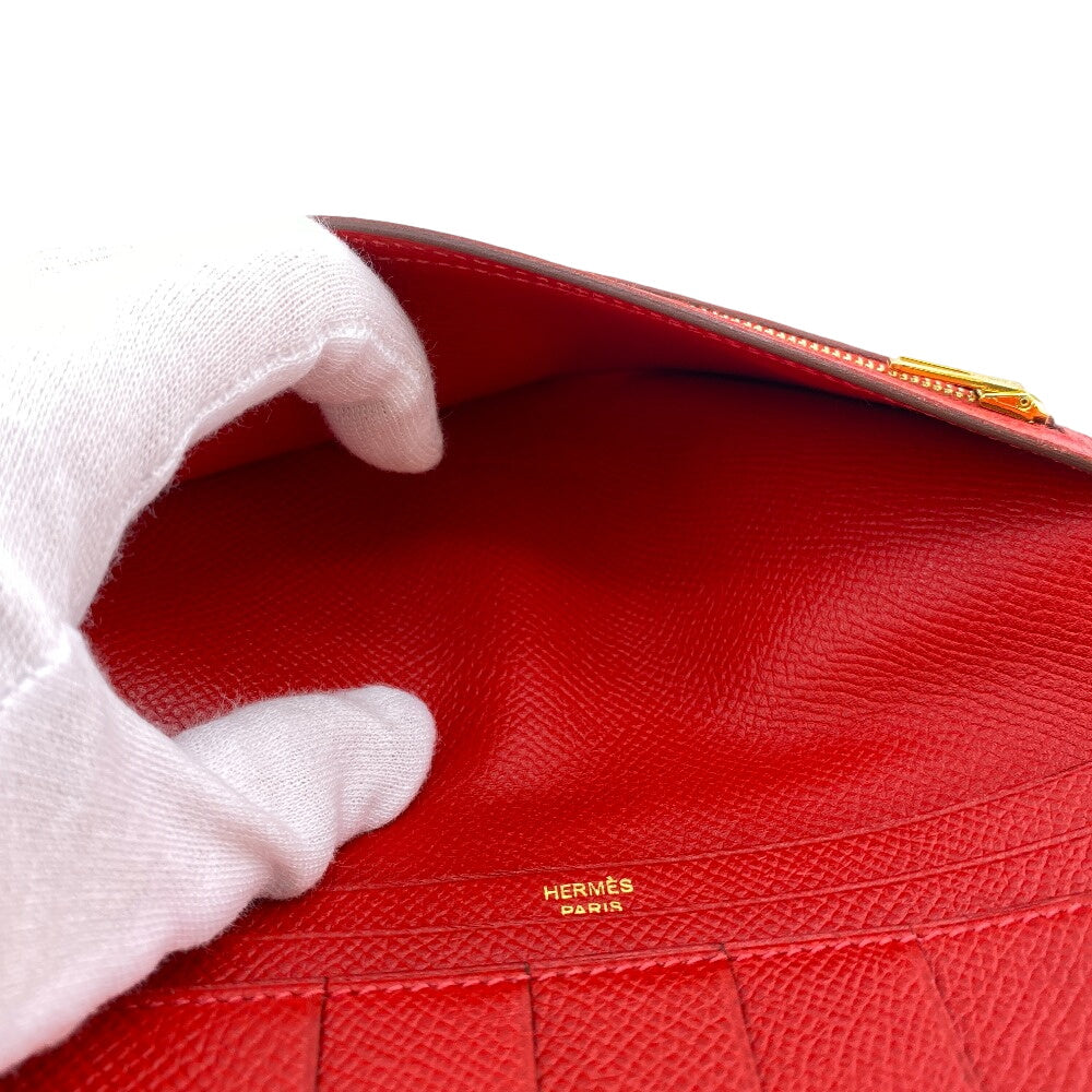 HERMES Long Wallet Purse Epsom Red Beansufla