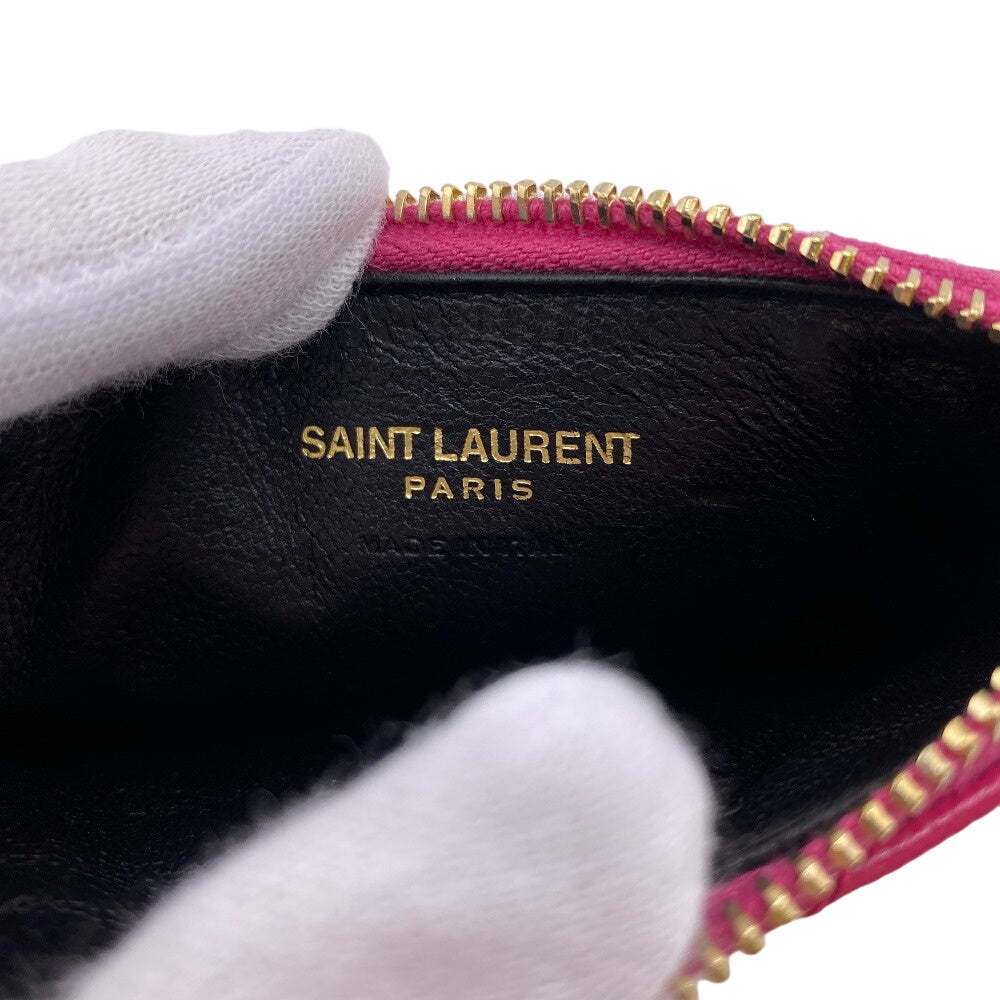 SAINT LAURENT Coin case GUE607915 leather pink Vstitch