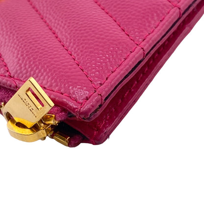 SAINT LAURENT Coin case GUE607915 leather pink Vstitch