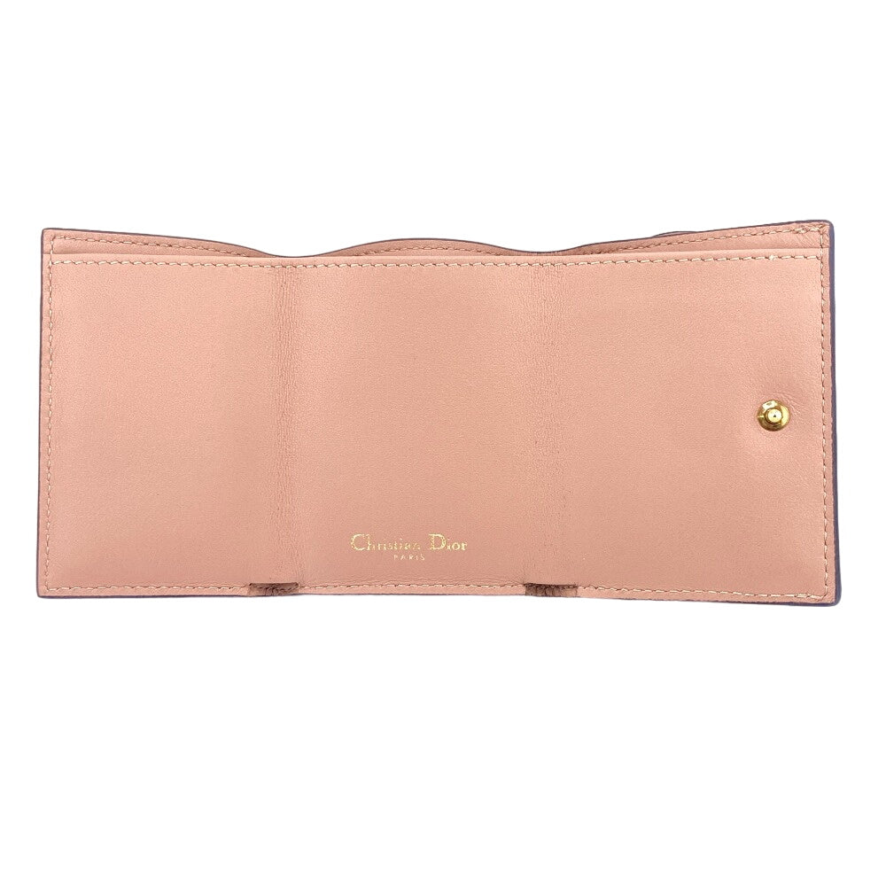 Christian Dior Tri-fold wallet leather beige saddle