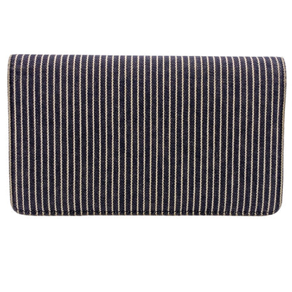 CHANEL Long Wallet Purse Canvas, Leather Navy COCO Mark