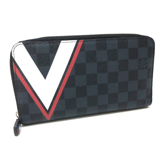 LOUIS VUITTON Long Wallet Purse N64013 Damier Cobalt Canvas Navy type America's Cup 2017 Limited Zippy Organizer mens Used Authentic